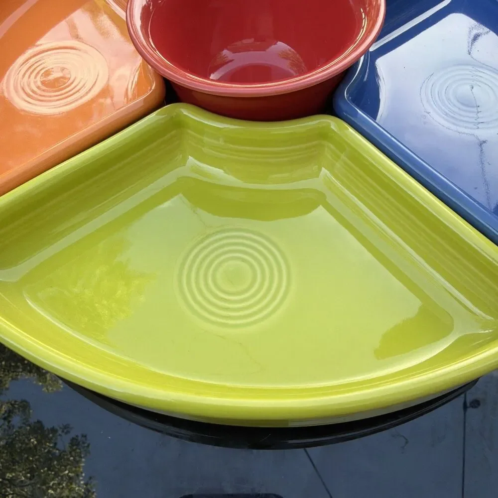 Fiestaware Relish Trays 5 Pc Set Fiesta Bright Colors Omni Inserts w/ Bowl